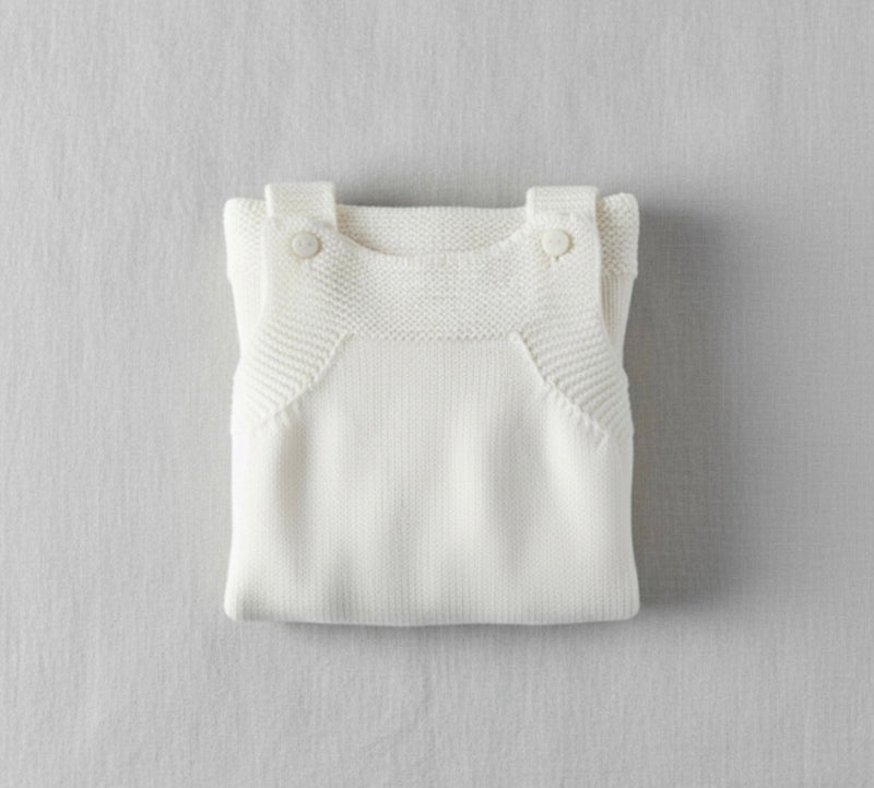 Chargez l&#39;image dans la visionneuse de la galerie, Barboteuse automne-hiver bébé tricot coton – Blanche
